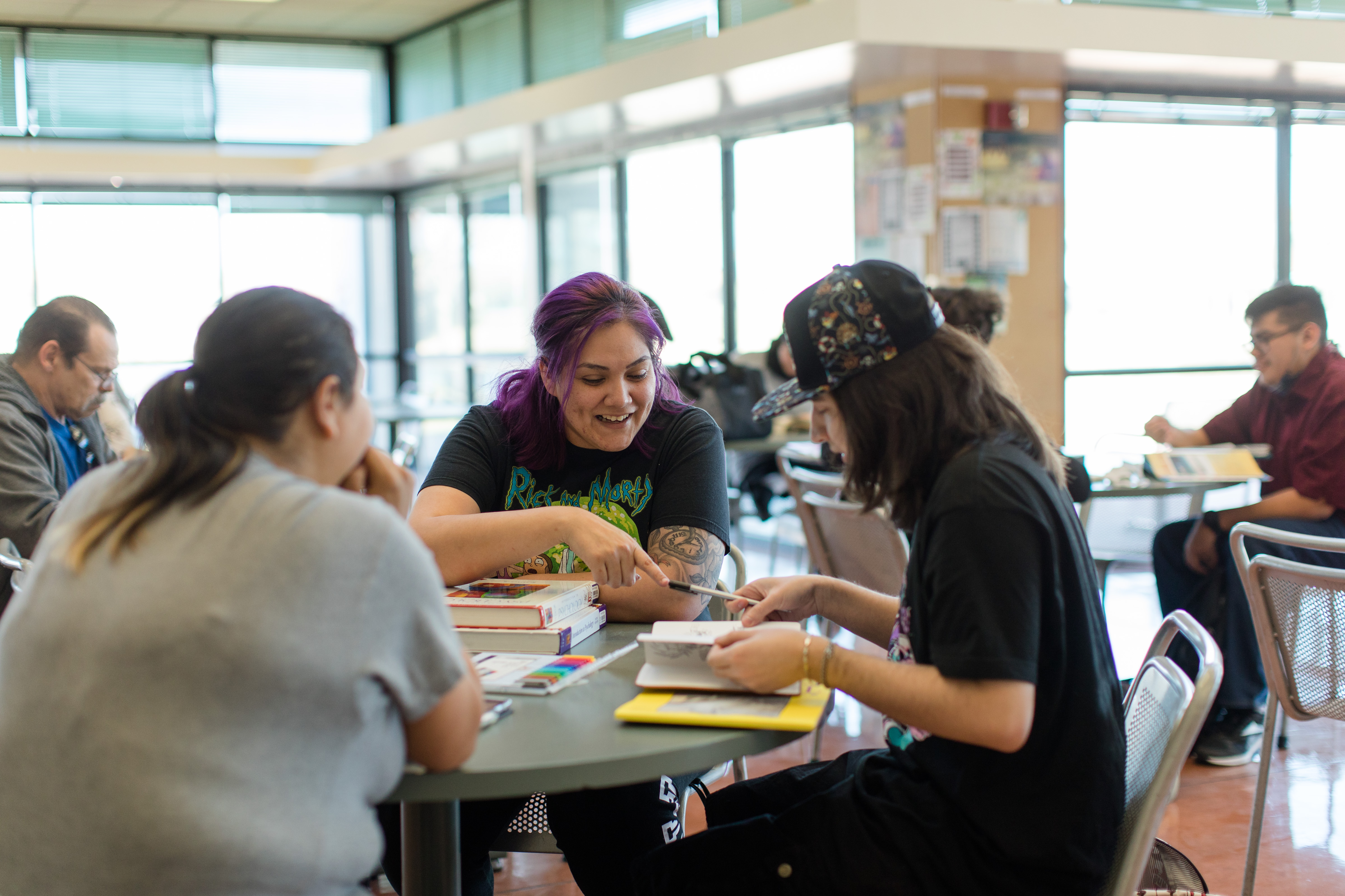 Students around a table
