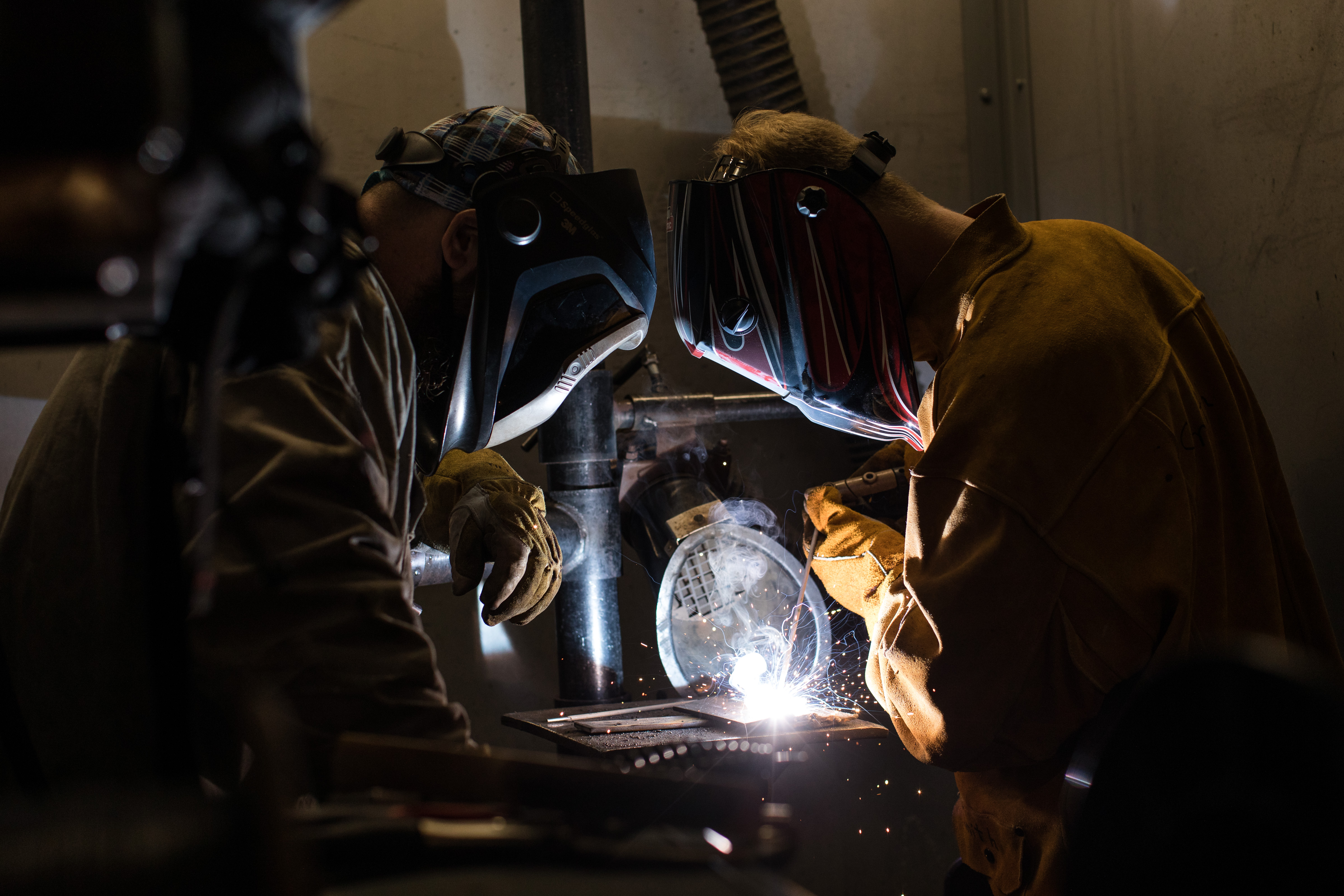 Two students in shop class