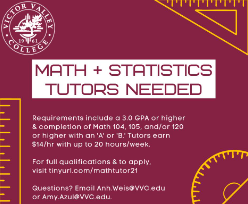 VVC needs math and science tutors
