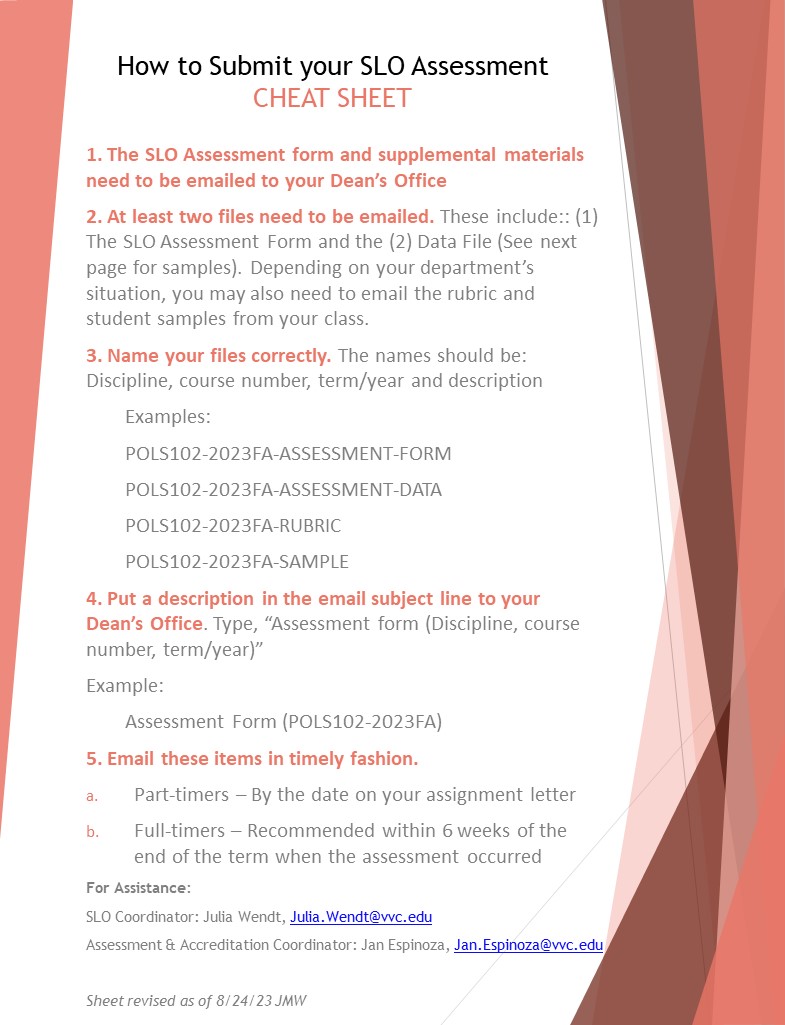How to Submit SLO Assessment - Handout 1