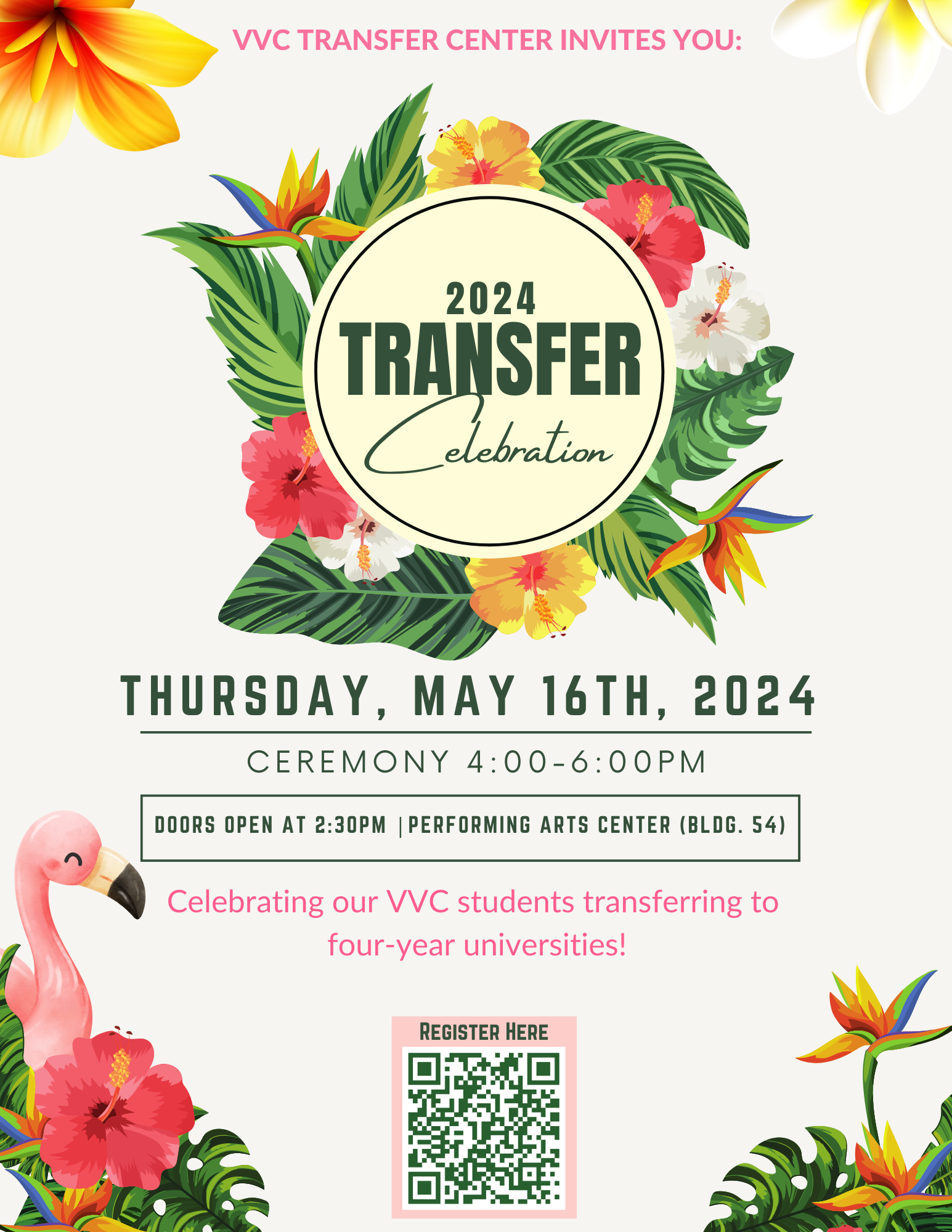 Page two of the 2024 VVC Transfer Celebration flyer