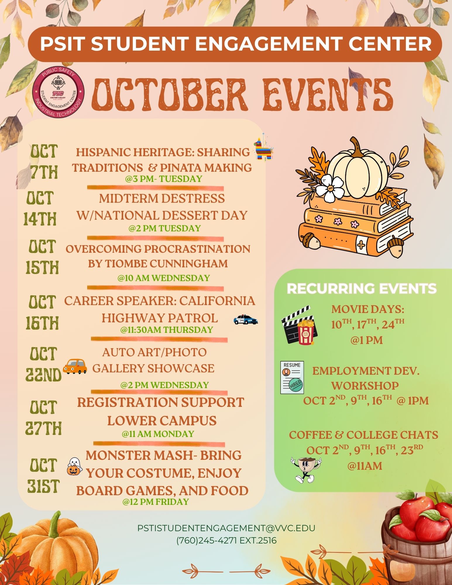 PSIT October 2025 Calendar of Events