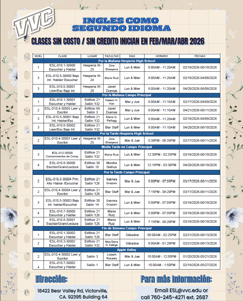 Spring flyer (spanish)